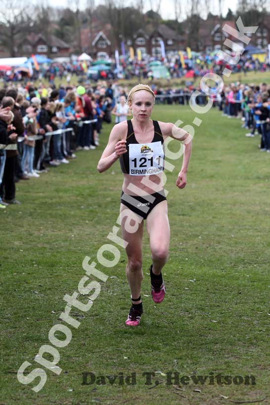 Gemma Steel (Leicestershire) on her way to victory in the Senior Womens McCain Inter Counties Cross Country, Cofton Park, Birmingham.